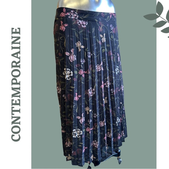 Contemporaine Simon’s Maxi Pleated Floral Lightweight Lined Skirt Zipper Size XS - Picture 4 of 5